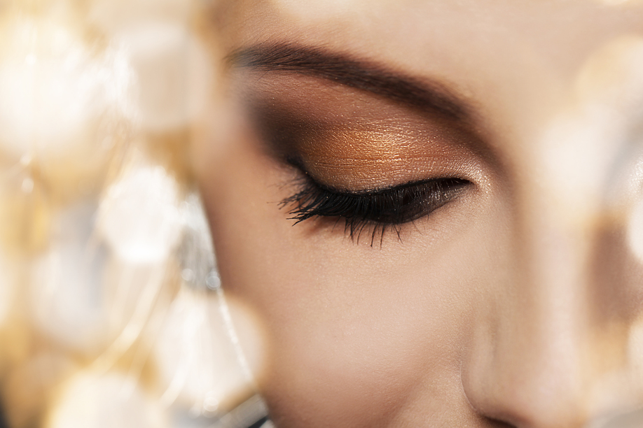 Close up of woman face with eye makeup
