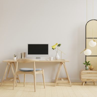 Working room, office room with white color background.3D rendering