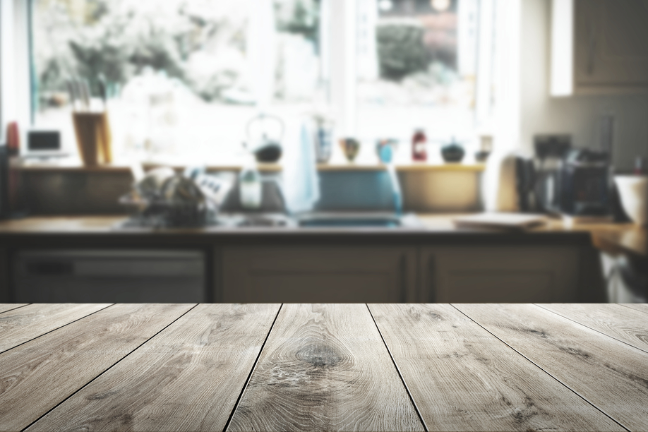 Wooden table in a kitchen