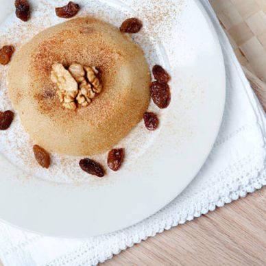 semolina halva, halvah, halava sweet desert with raisiins and nuts