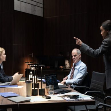 L-R Nicole Kidman as Kaitlyn Meade, Michael Kelly as Bryon Westfield and Zoe Saldana as Joe in Lioness episode 7, Season 1 streaming on Paramount+, 2023. Photo Credit: Luke Varley/Paramount+