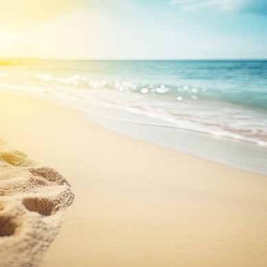 Defocused summer background of a paradise beach for product or copy space.