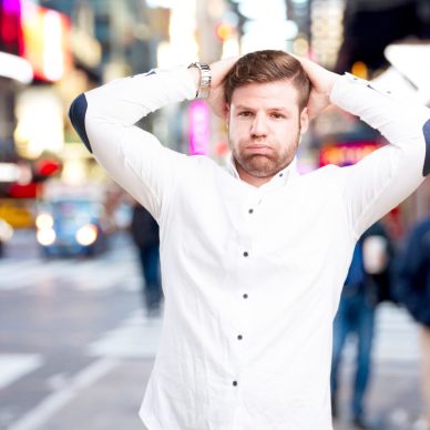 young man worried expression