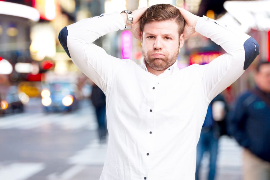 young man worried expression
