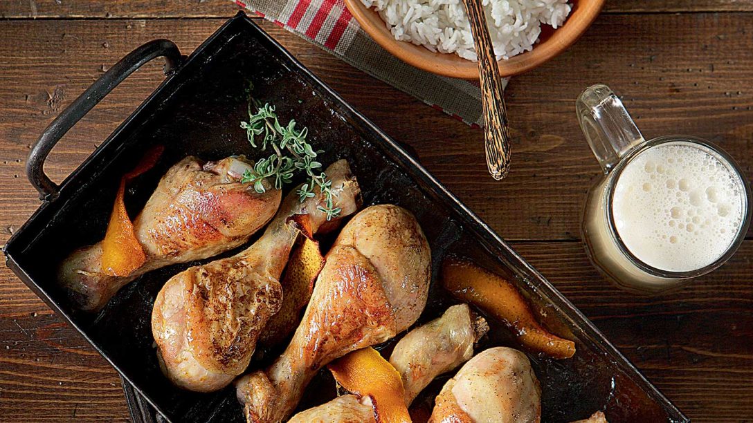 Κοπανάκια κοτόπουλου ψημένα σε μπίρα