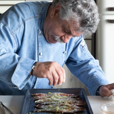 Γαρίδες ψητές στο τηγάνι, τέλειες