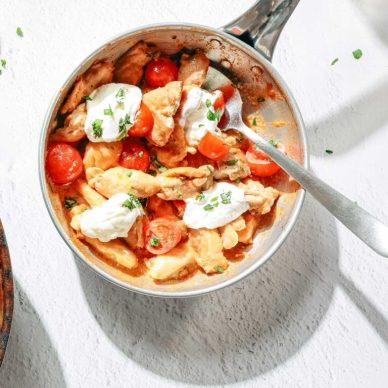 Κοτόπουλο light, με ντοματάκια και τσαλαφούτι