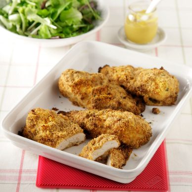 Φιλέτα κοτόπουλου πανέ, αλλά στον φούρνο