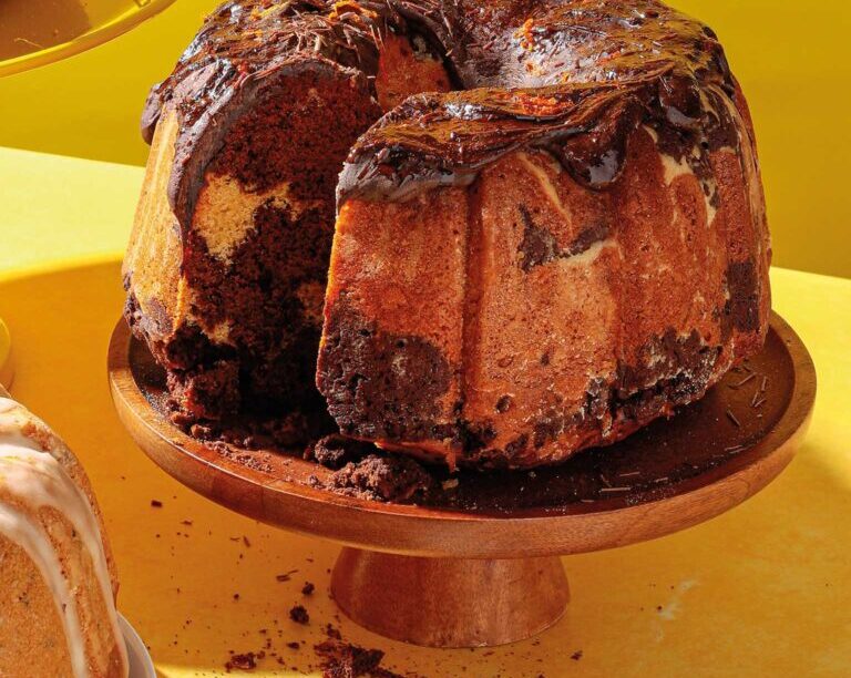 Κέικ λαδιού, δίχρωμο, με σοκολάτα και πορτοκάλι