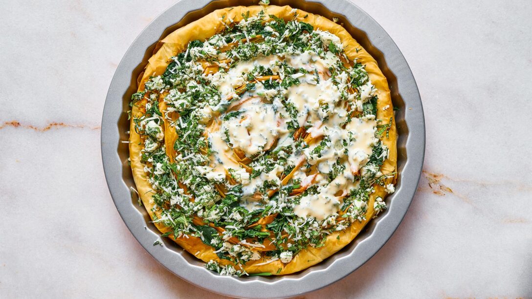 Σπανακόπιτα με τυρί σαν ανοιχτή τάρτα-σαλίγκαρος